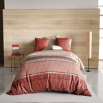 ATELIER DU COTON Parure housse de couette 100% coton 71fils hana. Coloris disponibles : Rouge