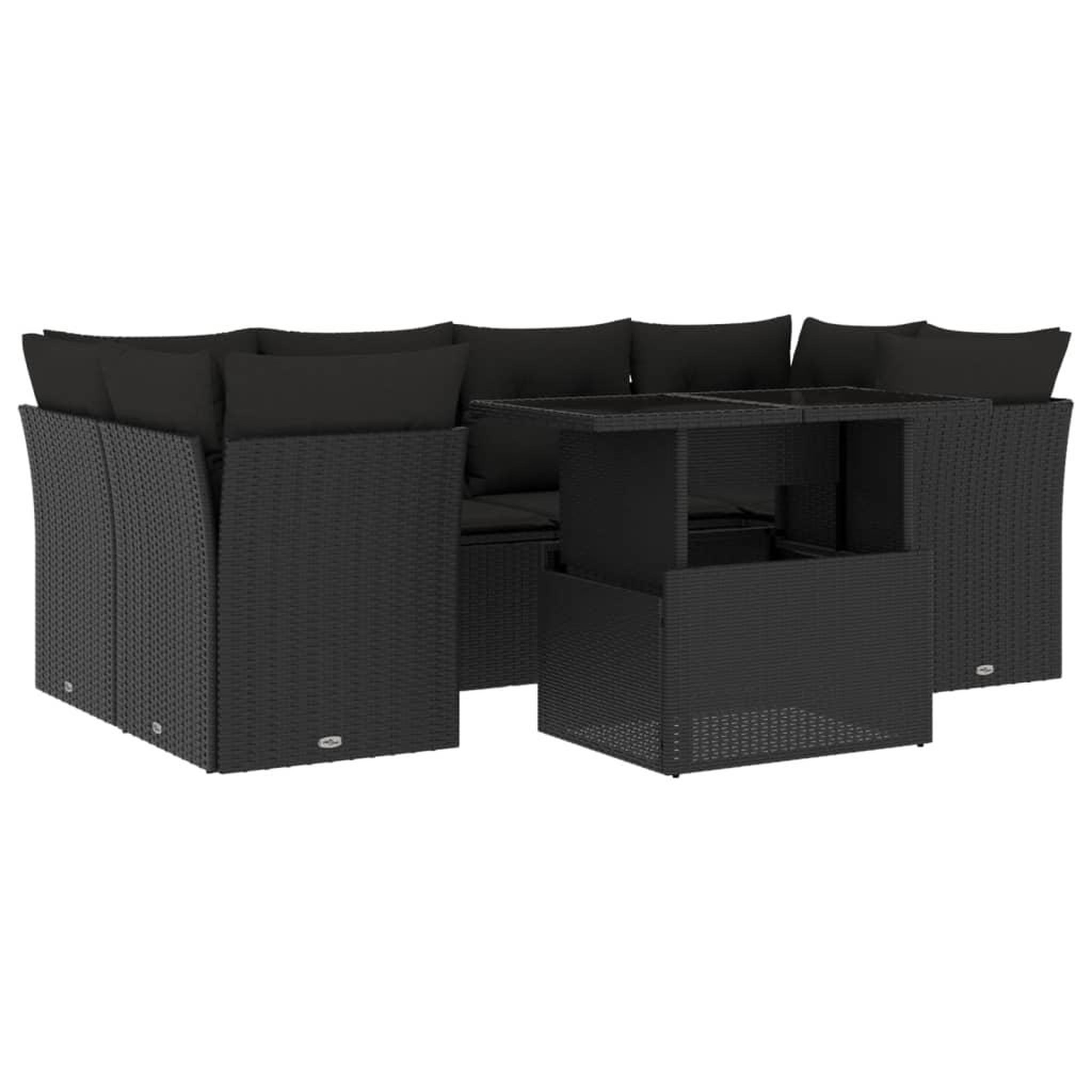 Voir la diapositive 2 : VIDAXL Salon de jardin 7 pcs avec coussins noir resine tressee