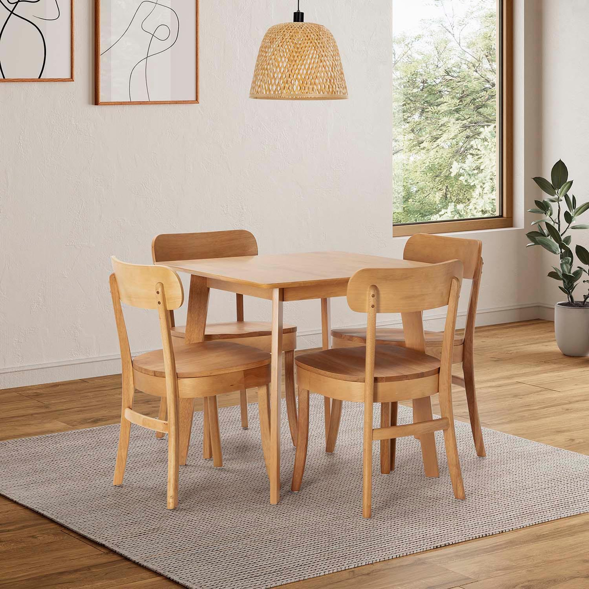 Voir la diapositive 2 : VS VENTA-STOCK Ensemble table 80x80 cm et 4 chaises de salle à manger Nala Chêne