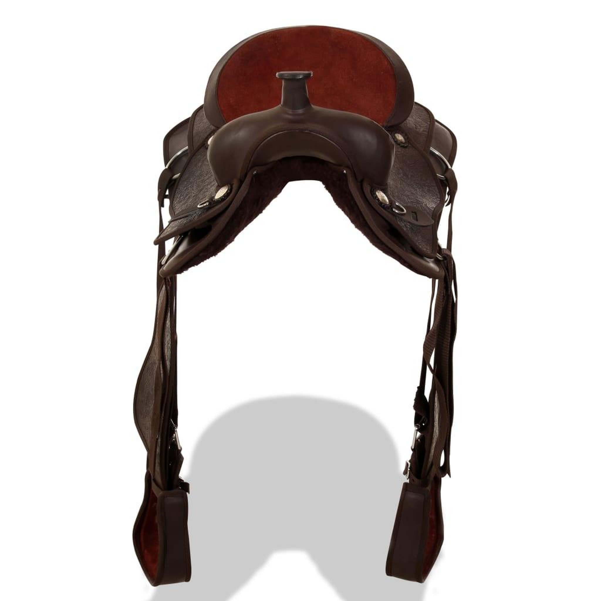 Voir la diapositive 5 : VIDAXL Selle, bridon et col de poitrine Cuir veritable 17 po Marron