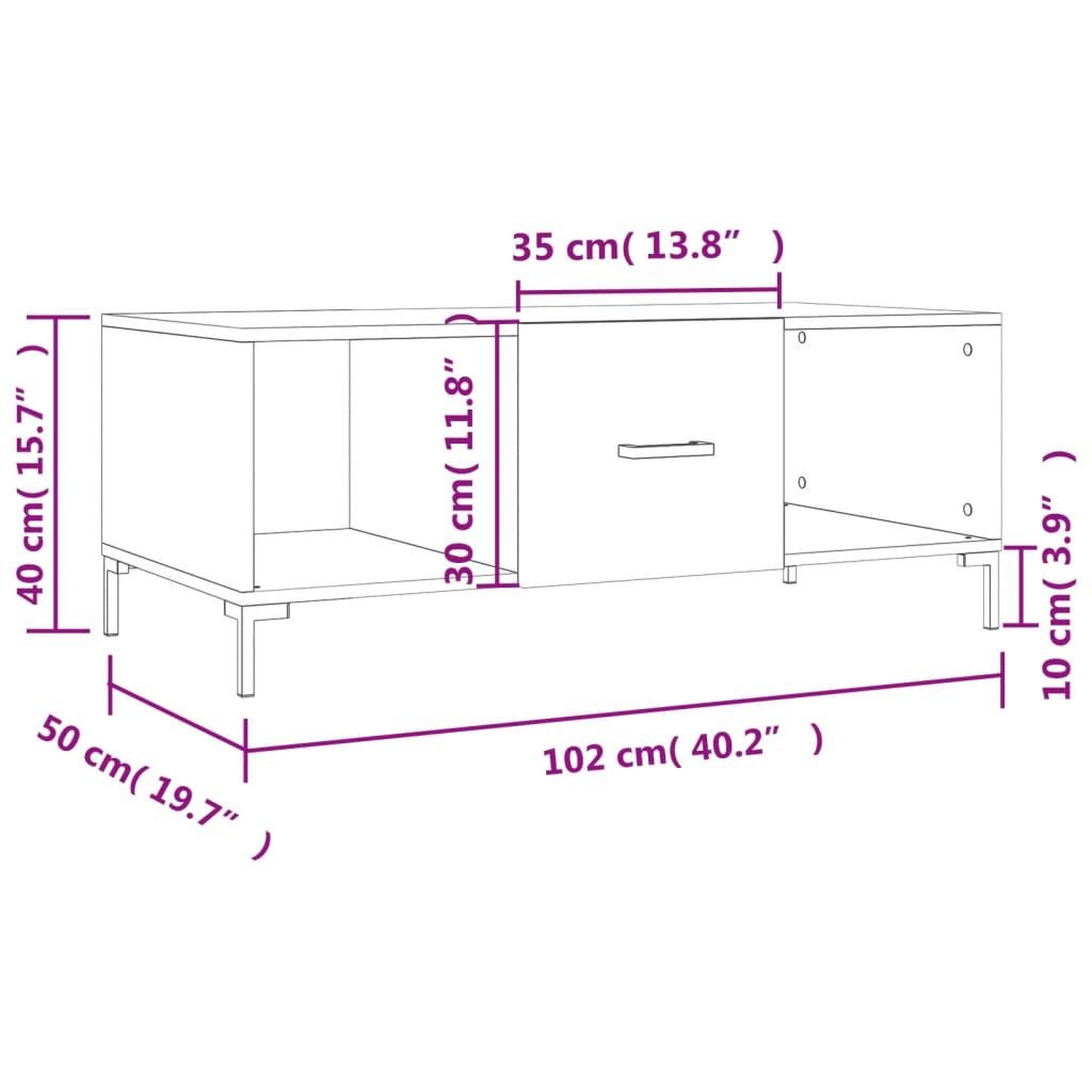 Voir la diapositive 6 : VIDAXL Table basse noir 102x50x40 cm bois d'ingenierie