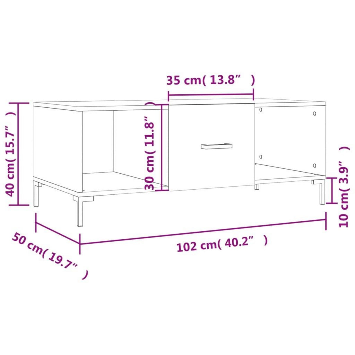 VIDAXL Table basse noir 102x50x40 cm bois d'ingenierie
