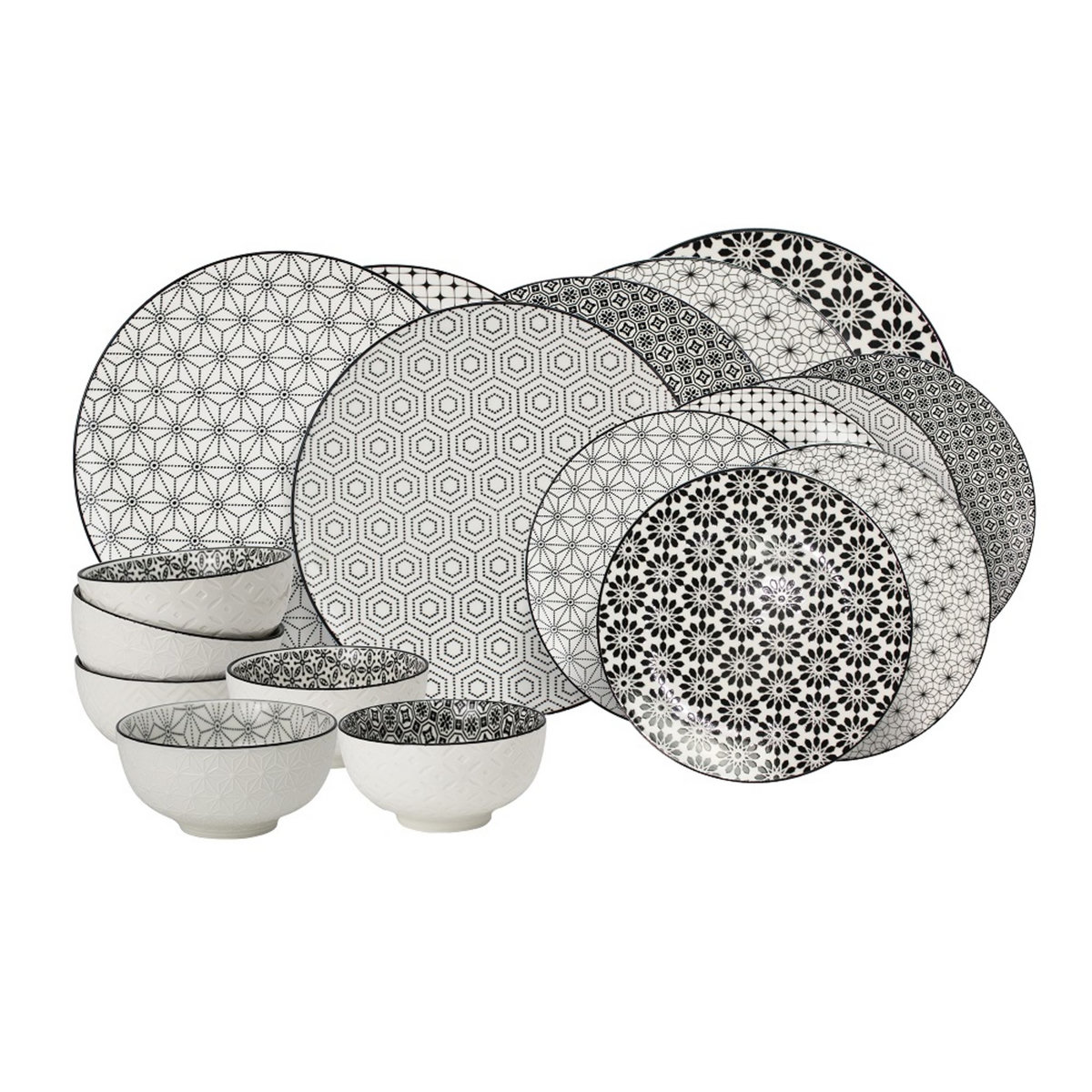 ARD TIME Service d'assiettes 18 pièces Porcelaine KOMAE