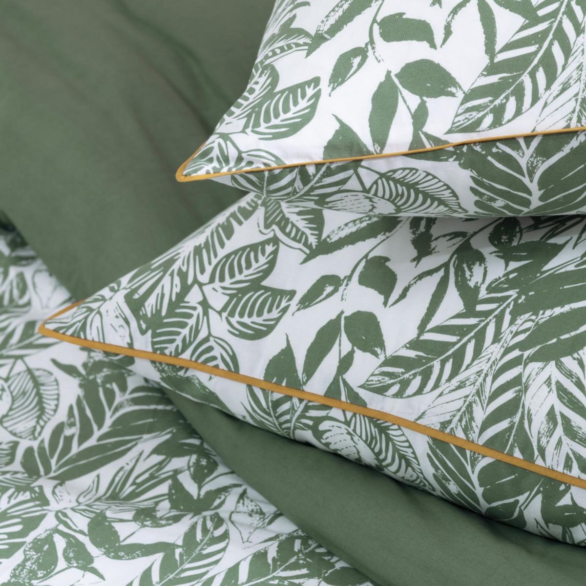 FUTURE HOME Parure de lit 2 personnes tropical réversible unie