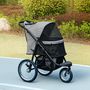 Voir la diapositive 2 : PAWHUT Poussette jogger pour chien pliable en un clic - panier de rangement, coussin lavable, attache, auvent réglable - gris
