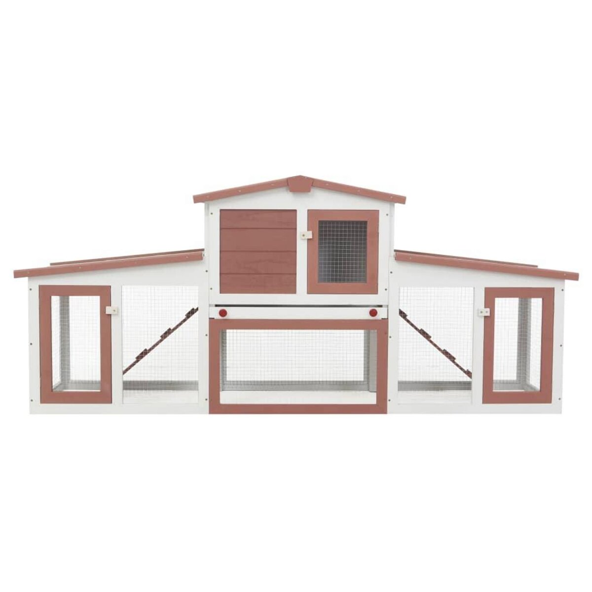 VIDAXL Clapier large d'exterieur Marron et blanc 204x45x85 cm Bois