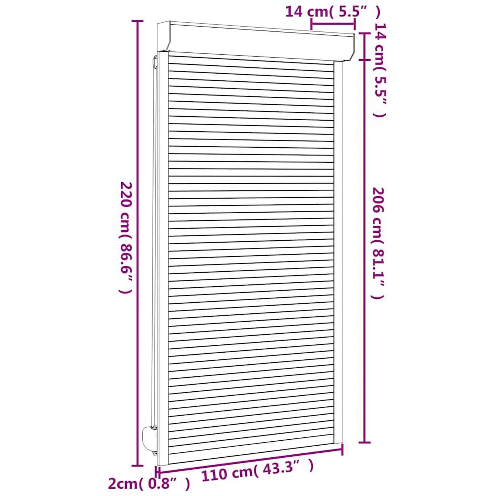 Voir la diapositive 6 : VIDAXL Volet roulant aluminium 110x220 cm blanc