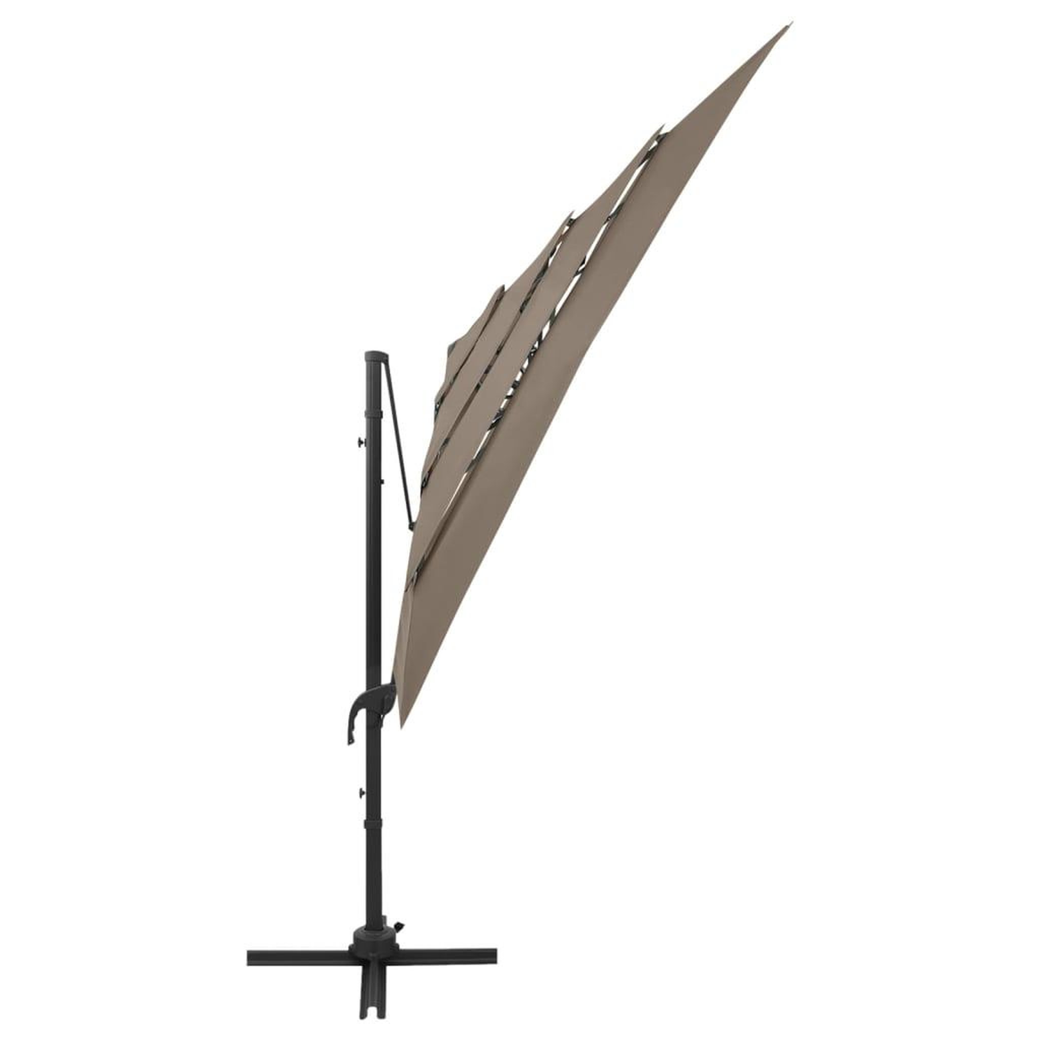 Voir la diapositive 3 : VIDAXL Parasol de jardin a 4 niveaux avec mat en aluminium taupe