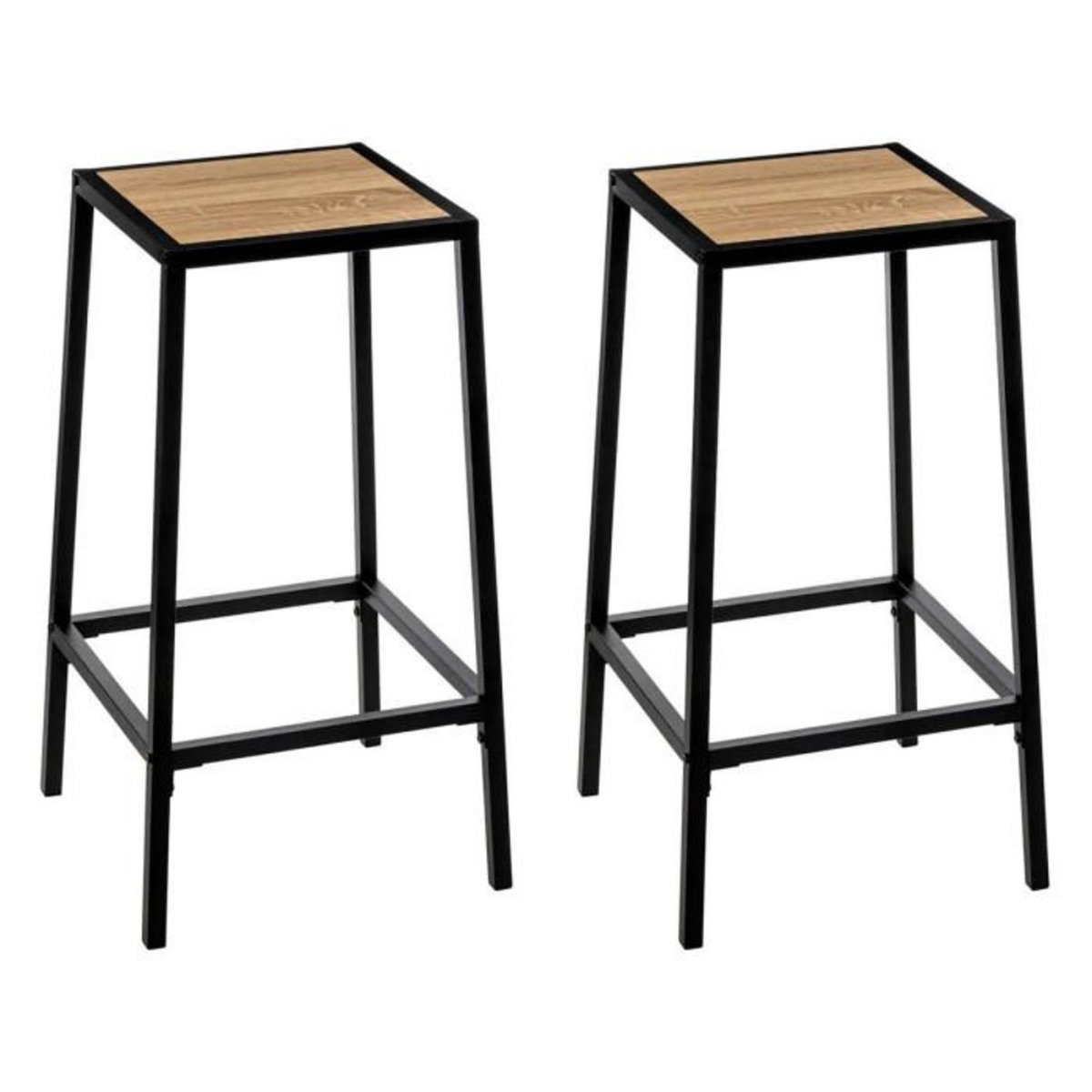 FIVE Lot de 2 Tabourets de Bar  Aliaj  71cm Noir