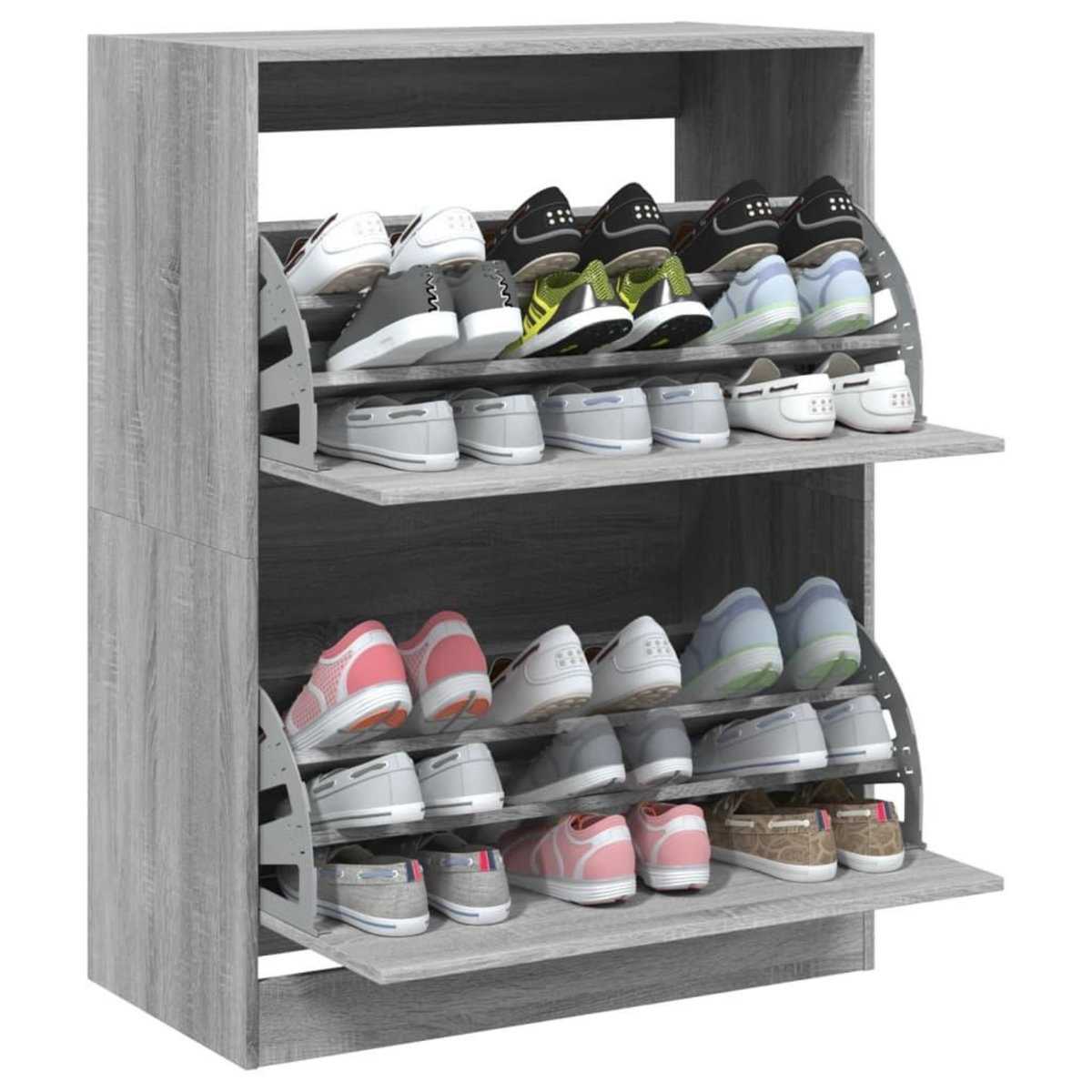 VIDAXL Armoire a chaussures 2 tiroirs rabattables sonoma gris