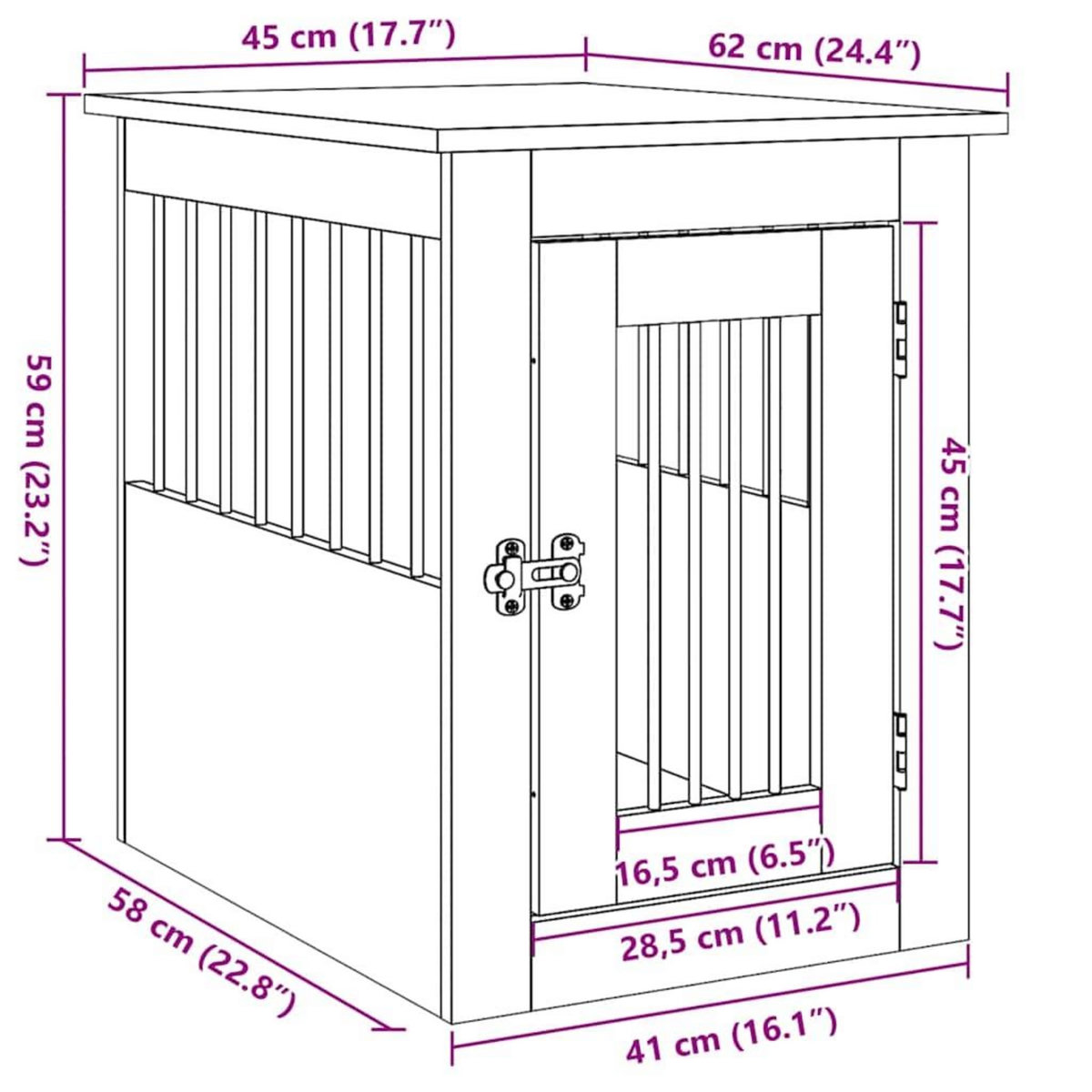 VIDAXL Meuble de cage pour chiens chene artisanal 45x62x59 cm