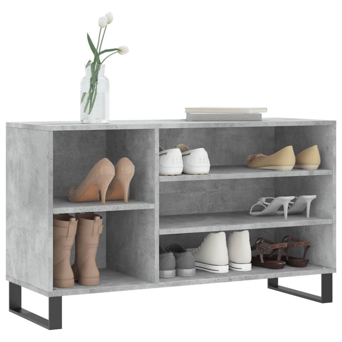 VIDAXL Armoire a chaussures Gris beton 102x36x60 cm Bois d'ingenierie