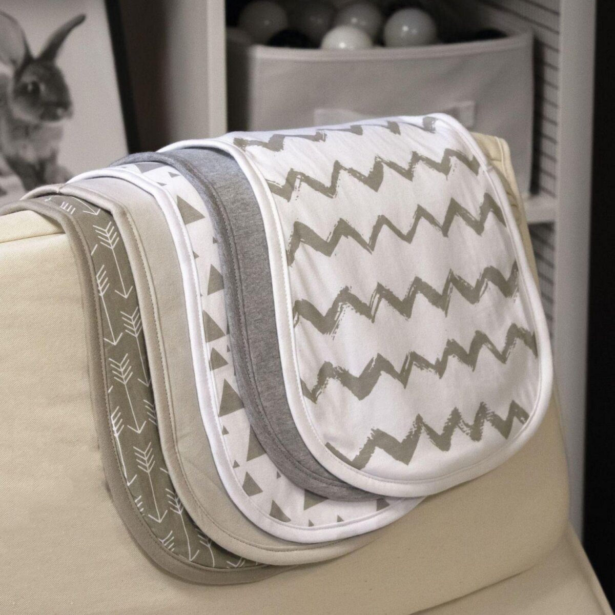 Monsieur Bébé Lot de 5 bavoirs bébé pour épaule 100% coton