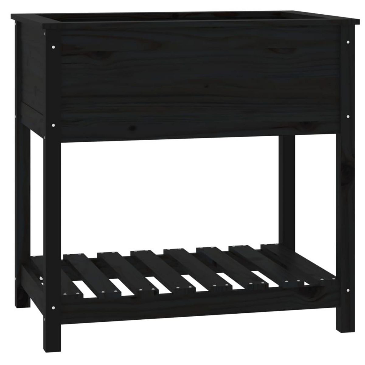 VIDAXL Jardiniere avec etagere Noir 82,5x54x81 cm Bois massif de pin