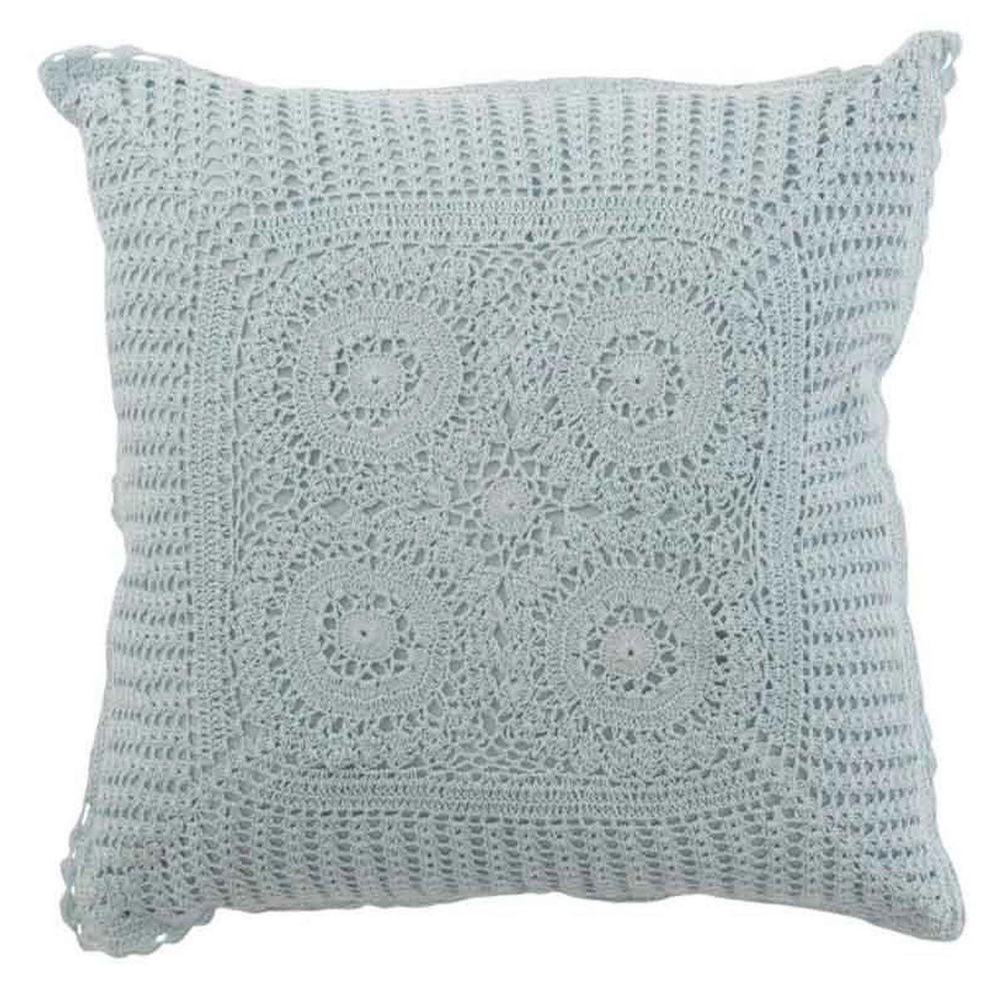 Voir la diapositive 1 : J-LINE Coussin Déco  Dentelle  45x45cm Bleu