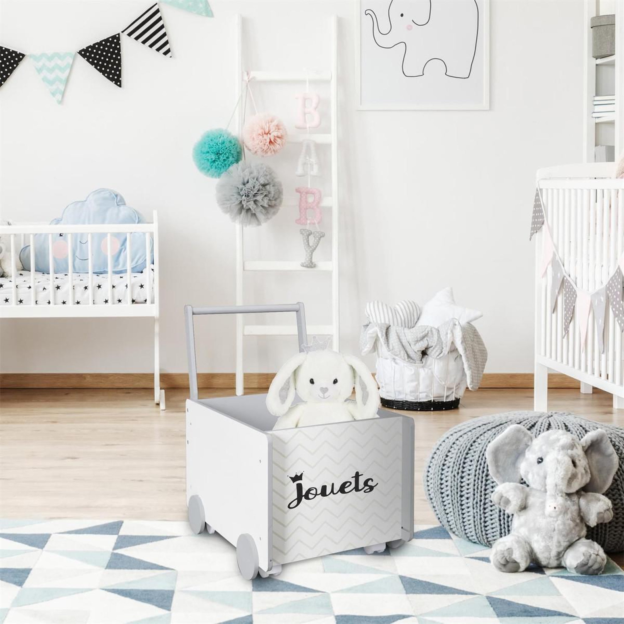 Voir la diapositive 6 : HOME DECO KIDS Chariot de rangement enfant  jouets  47cm blanc