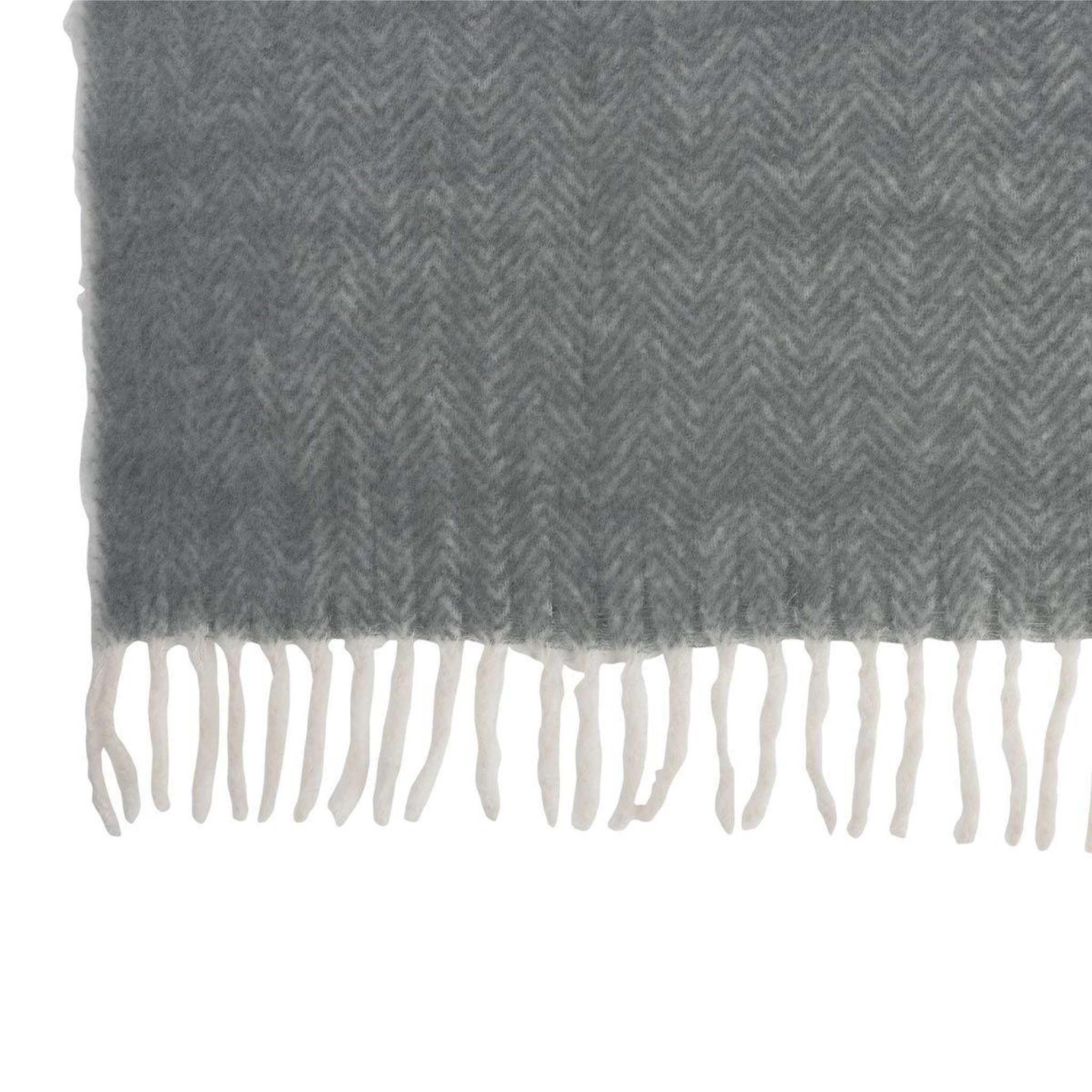 Voir la diapositive 2 : J-LINE Plaid déco  alpha  136x190cm gris & blanc