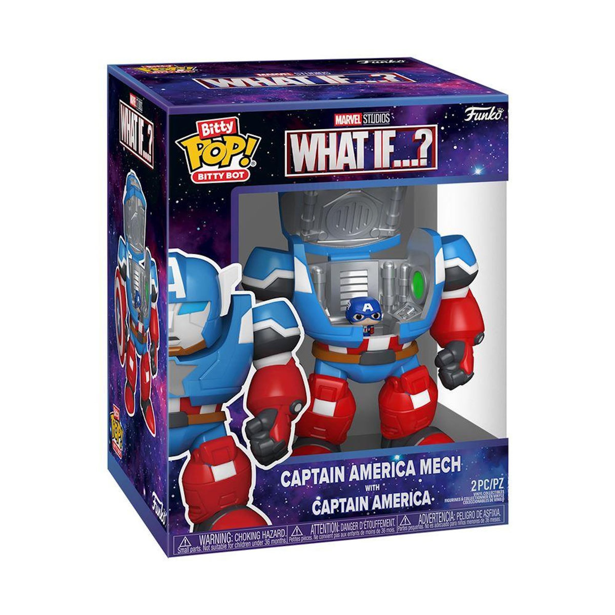 Funko Pack 2 Figurines Funko Bitty Bot Marvel Wi Captain America Mech with Captain America