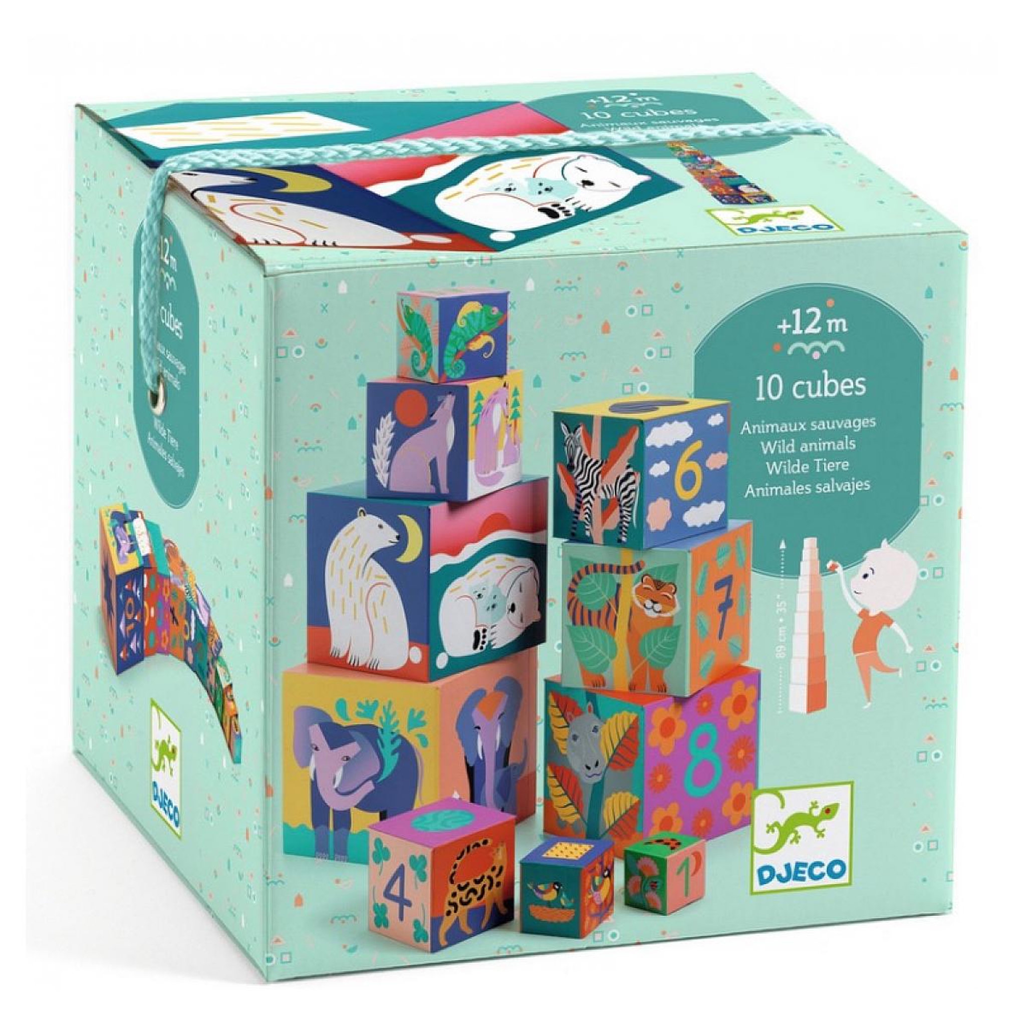 Djeco 10 cubes a empiler animaux sauvages