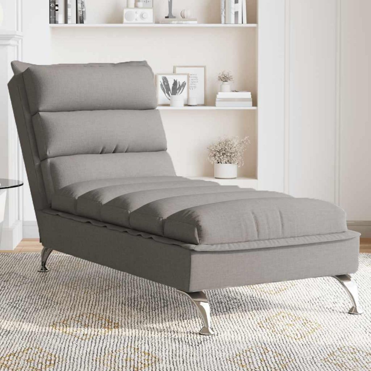 VIDAXL Chaise longue de massage avec coussins taupe tissu
