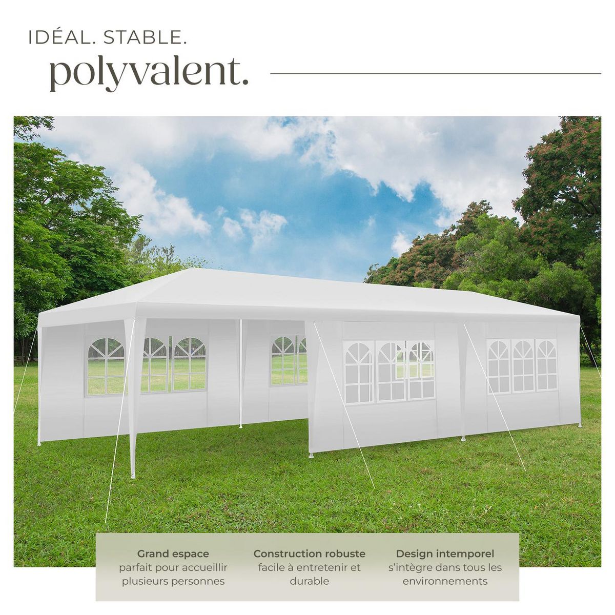 tectake Pavillon 9 x 3 m en système emboîtable blanc