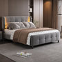 Voir la diapositive 5 : MERAX Lit 2 places rembourré 140x200cm velours coloris gris led
