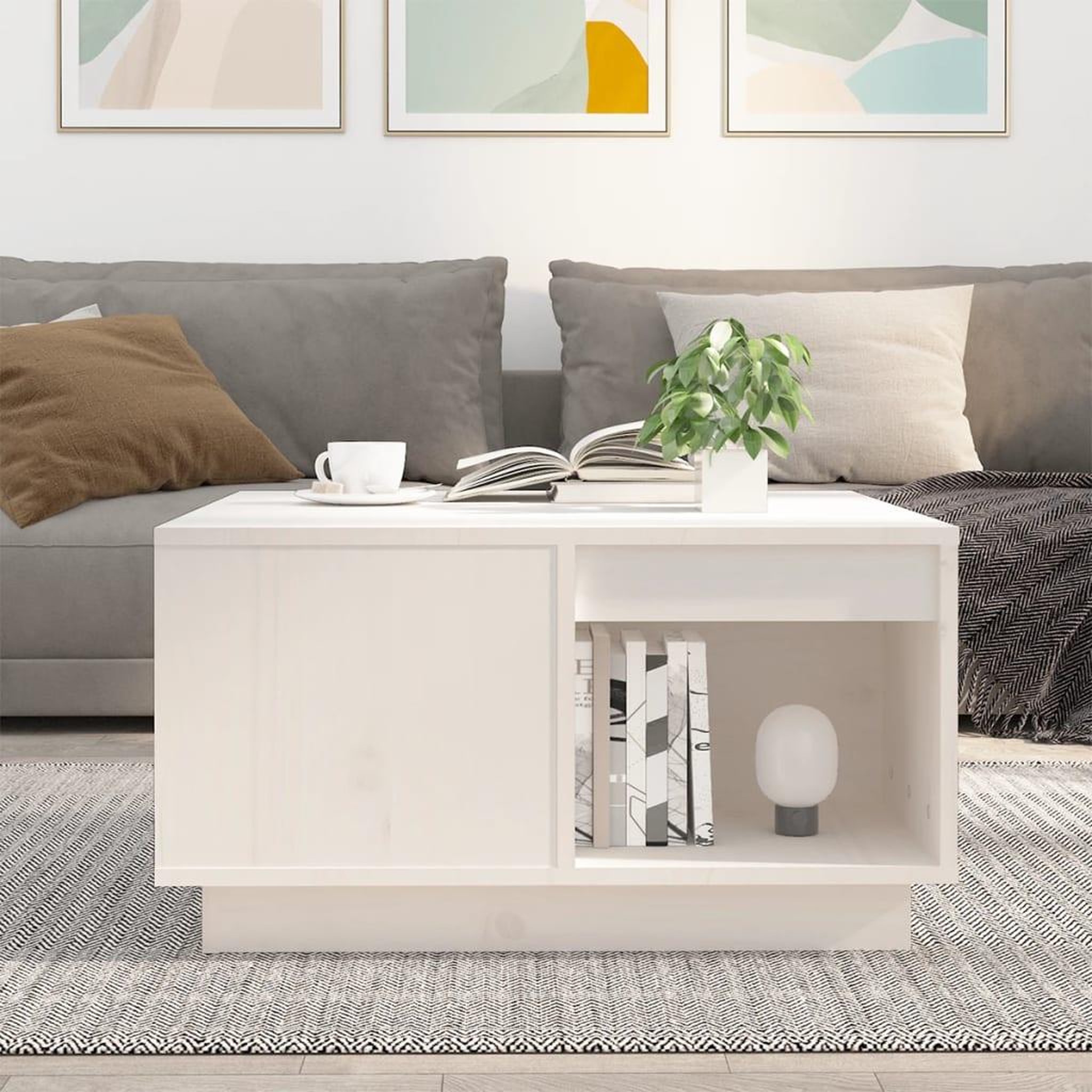 Voir la diapositive 3 : VIDAXL Table basse Blanc 60x61x32,5 cm Bois massif de pin