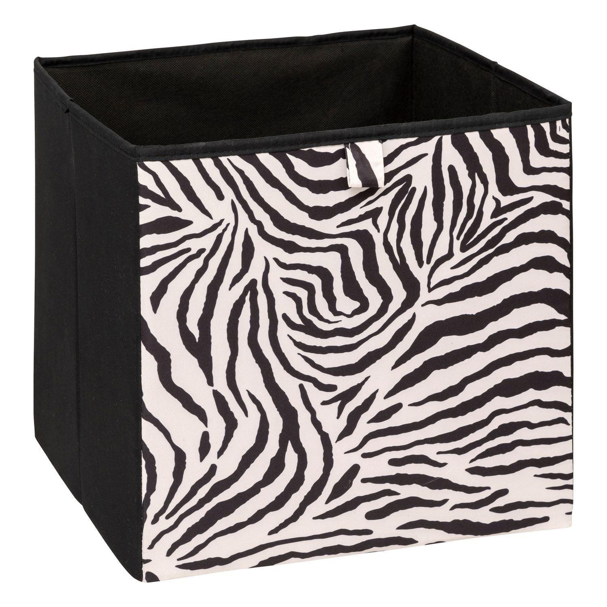 Voir la diapositive 2 : TOILINUX Lot de 6 boîtes de rangement zebra - l. 31 x l. 31 x h. 31 cm - noir