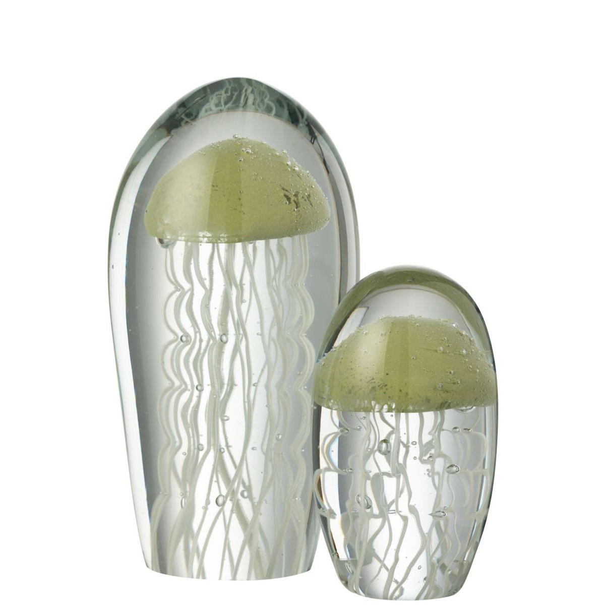 Paris Prix Presse-Papier Ovale en Verre Méduse  Calypso  13cm Vert