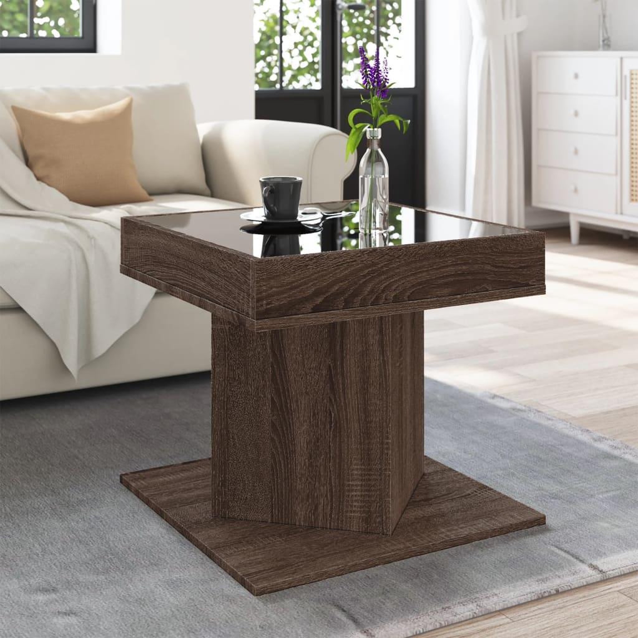 Voir la diapositive 4 : VIDAXL Table basse avec LED chene marron 50x50x45 cm bois d'ingenierie