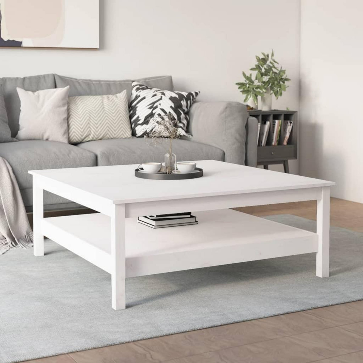 VIDAXL Table basse Blanc 100x100x40 cm Bois massif de pin