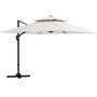 Voir la diapositive 1 : OUTSUNNY Parasol déporté carré double toit inclinable pivotant manivelle lestage inclus acier polyester écru