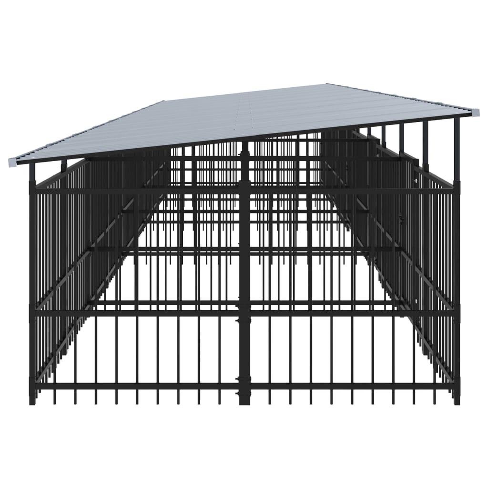 Voir la diapositive 4 : VIDAXL Chenil d'exterieur avec toit pour chiens Acier 18,77 m²