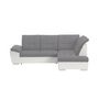 Voir la diapositive 2 : Canapé d'angle gauche convertible avec coffre et repose tête réglable en tissu gris + pu  blanc RECITAL