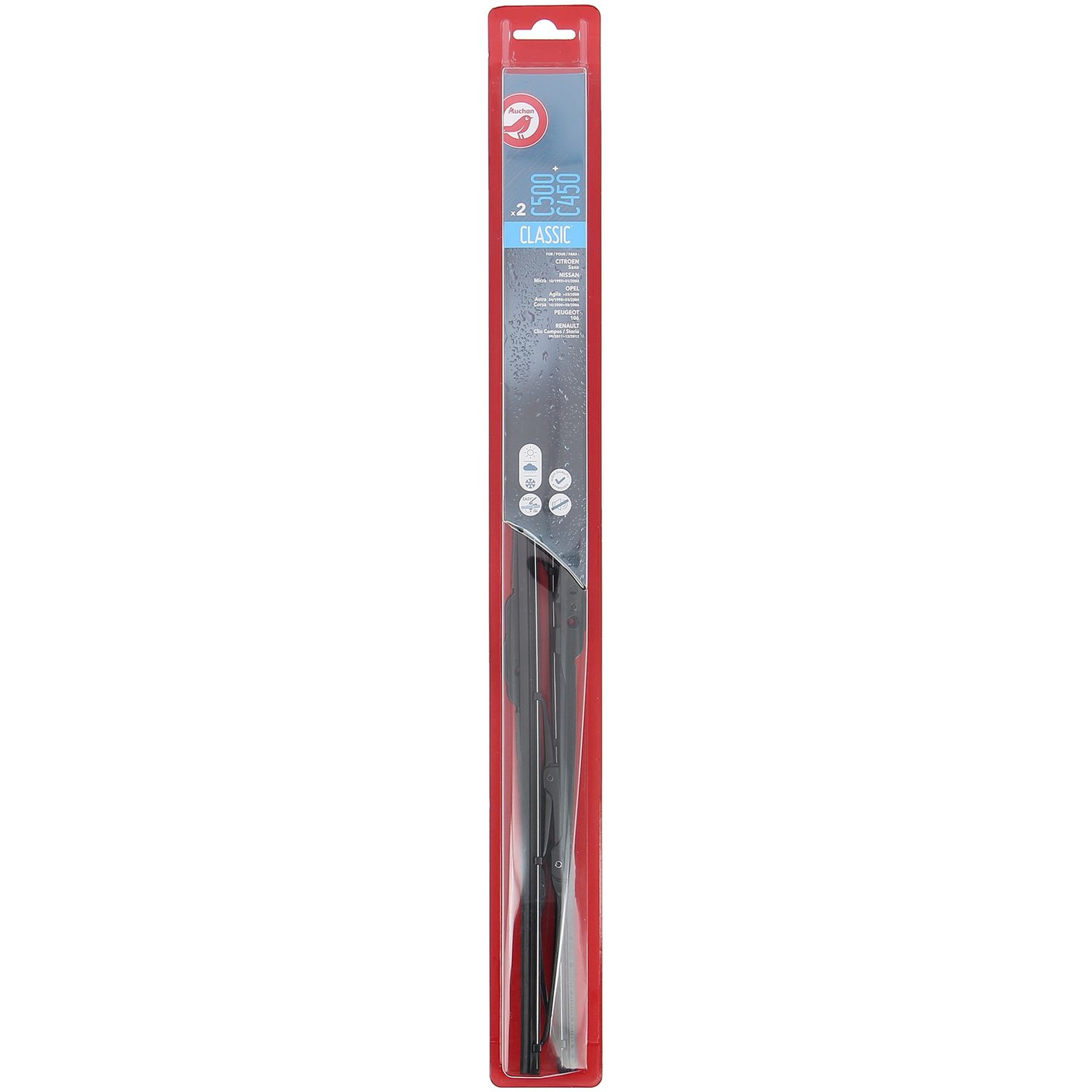 Voir la diapositive 2 : AUCHAN Kit balai d'essuie-glace BEGS1 106