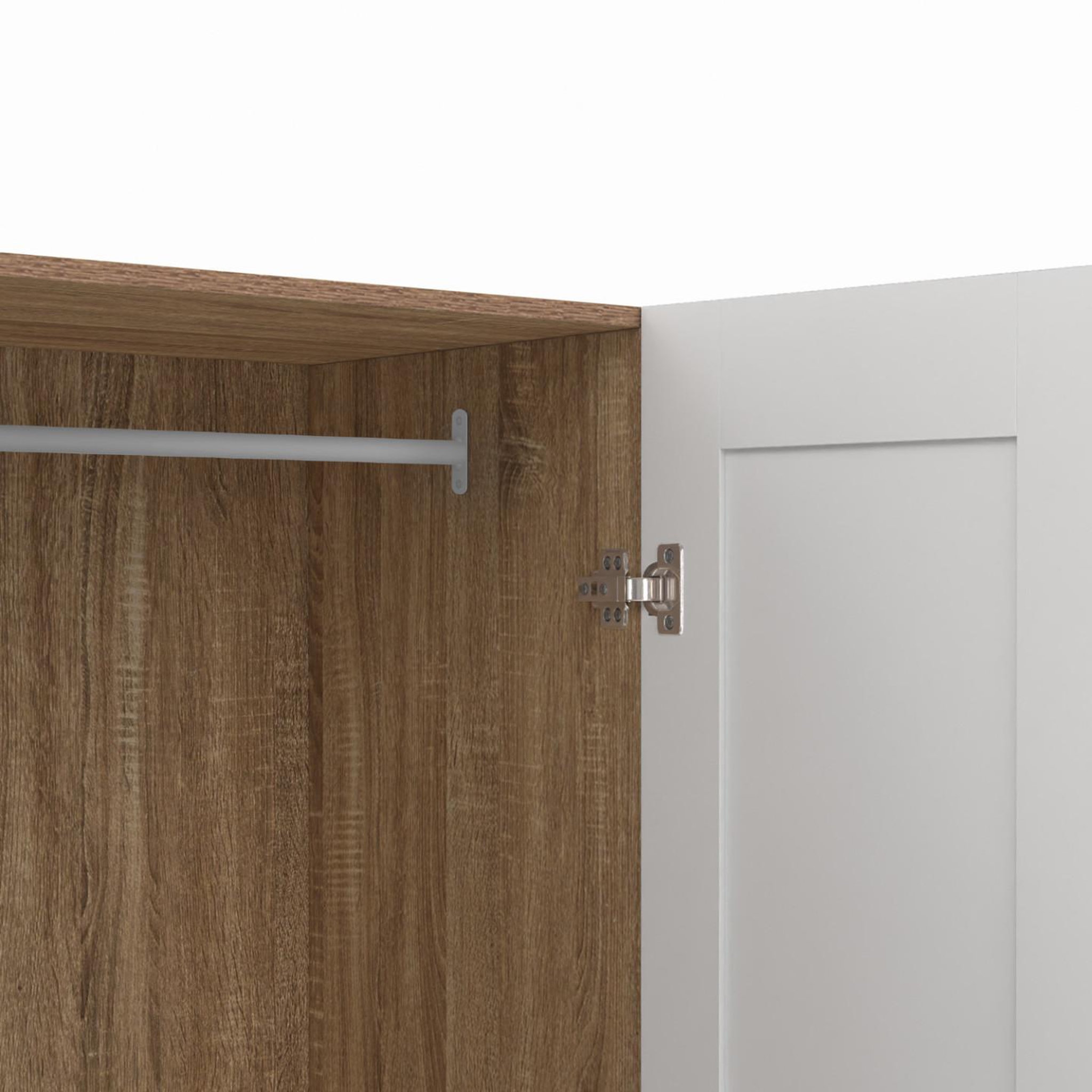 Voir la diapositive 6 : ID MARKET Armoire 2 portes vito blanc et bois penderie 80 cm avec étagères rangement maxi capacité