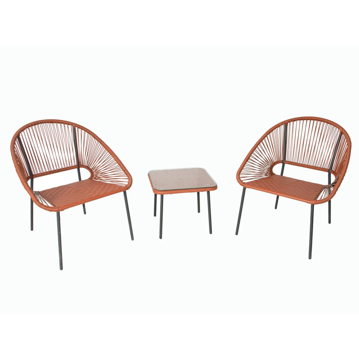 CONCEPT USINE Salon de jardin 2 places avec table terracotta ACAPULCO