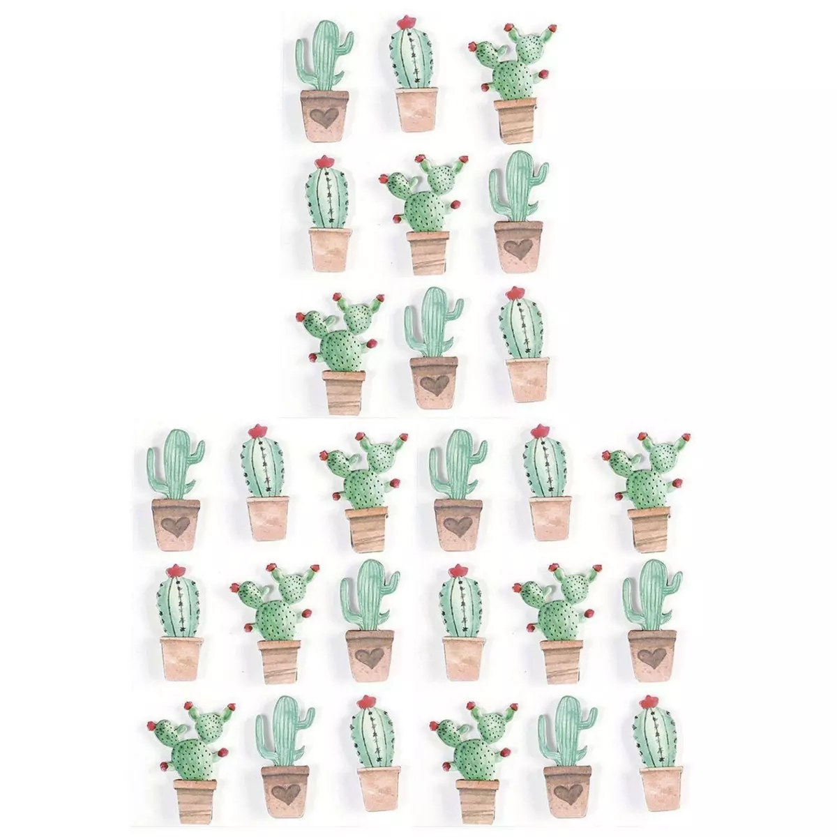 Graine créative 27 stickers 3D cactus mexicains 4,5 cm