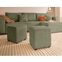 Voir la diapositive 6 : BEST MOBILIER Topaze - canapé d'angle réversible 4 places - convertible avec coffre, tablette et poufs - en velours côtelé