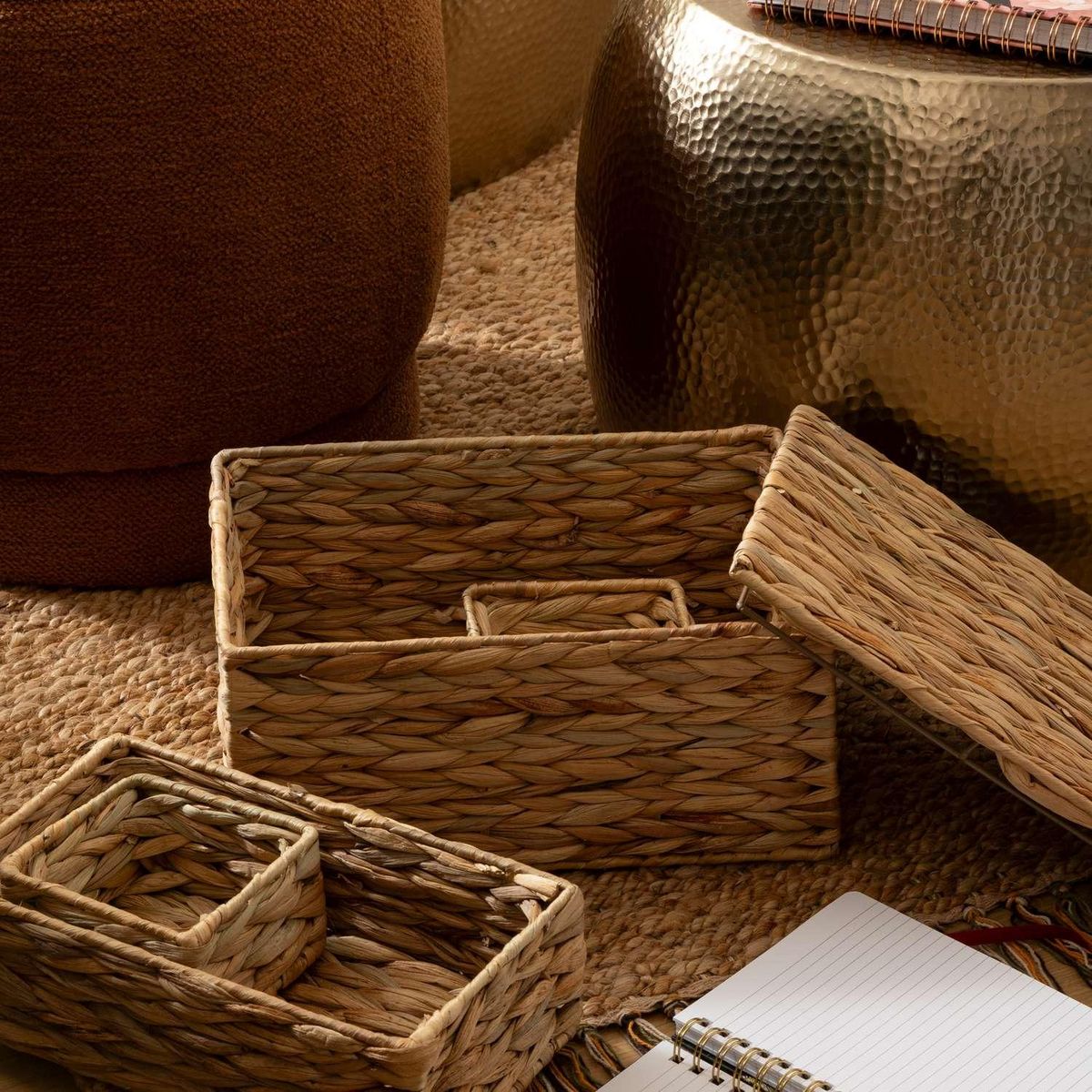 ATMOSPHERA Ensemble de 4 paniers en jacinthe - Beige