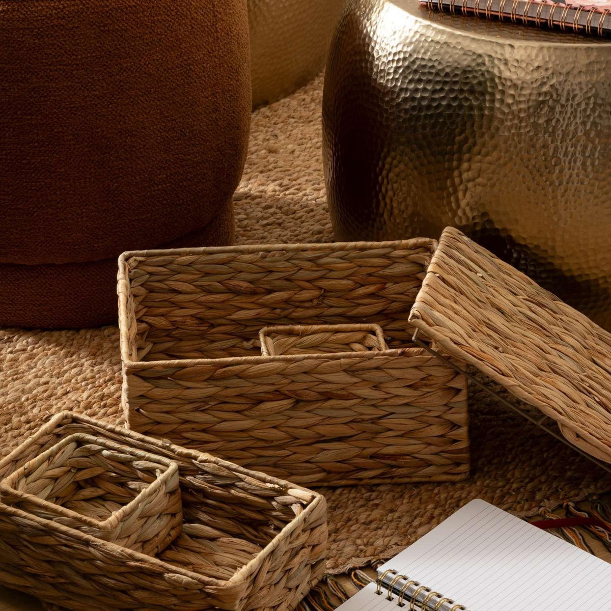 ATMOSPHERA Ensemble de 4 paniers en jacinthe - Beige