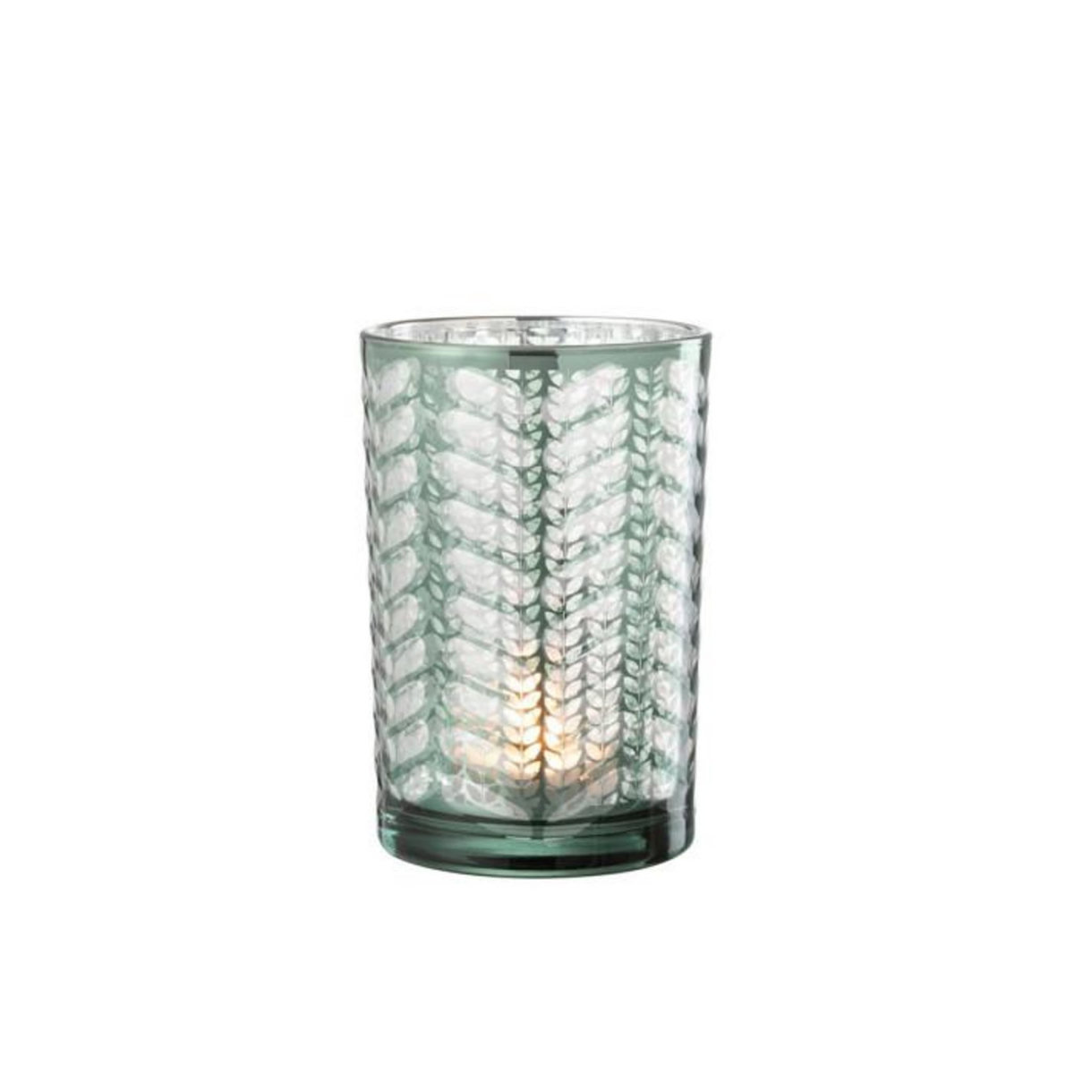 Paris Prix Photophore Design en Verre  Chevrons  18cm Vert