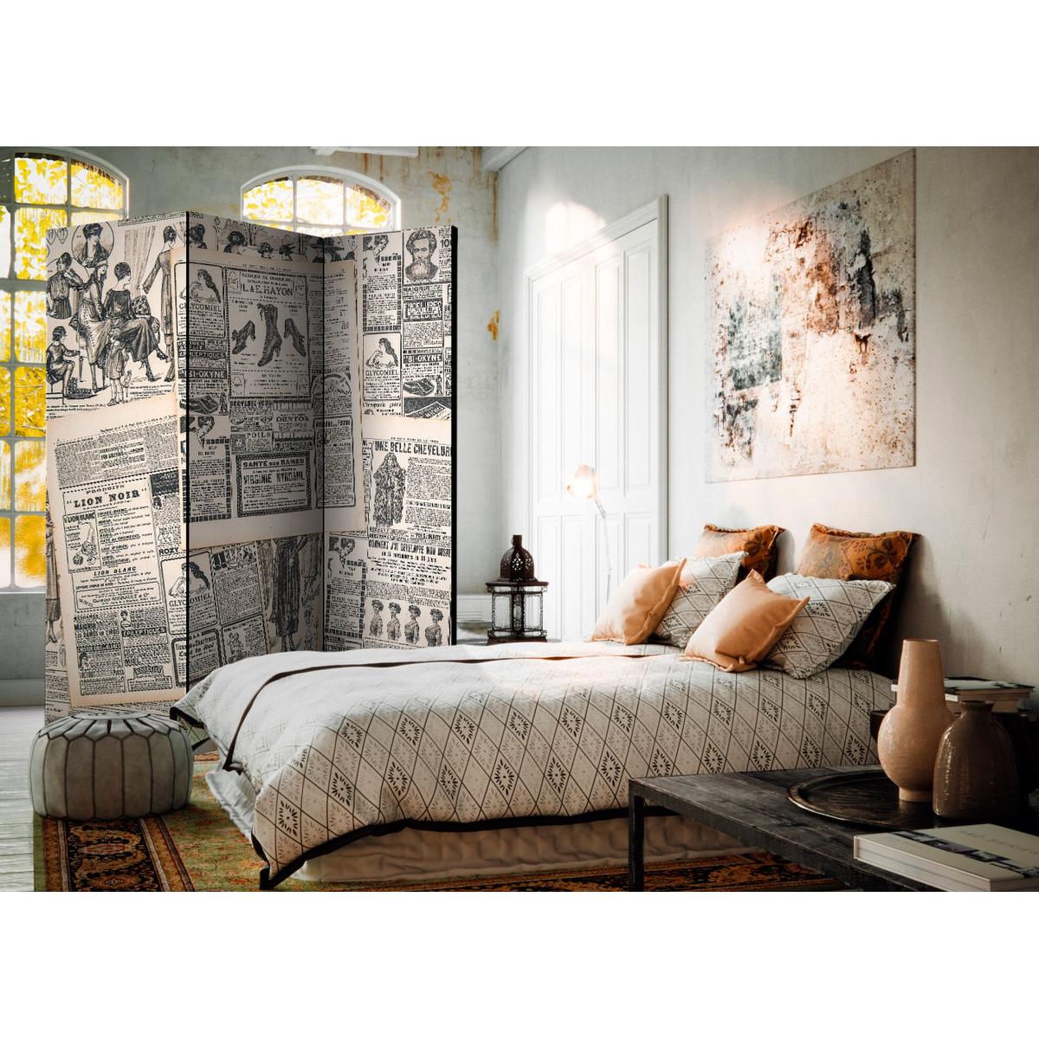 Voir la diapositive 2 : Paris Prix Paravent 3 volets  vintage newspapers  135x172cm