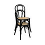 Voir la diapositive 4 : SWEEEK Lot de 4 chaises vintage en bois avec assise en rotin et dossier arrondi. coloris noir. L 48 x P 49.5 x H 90cm