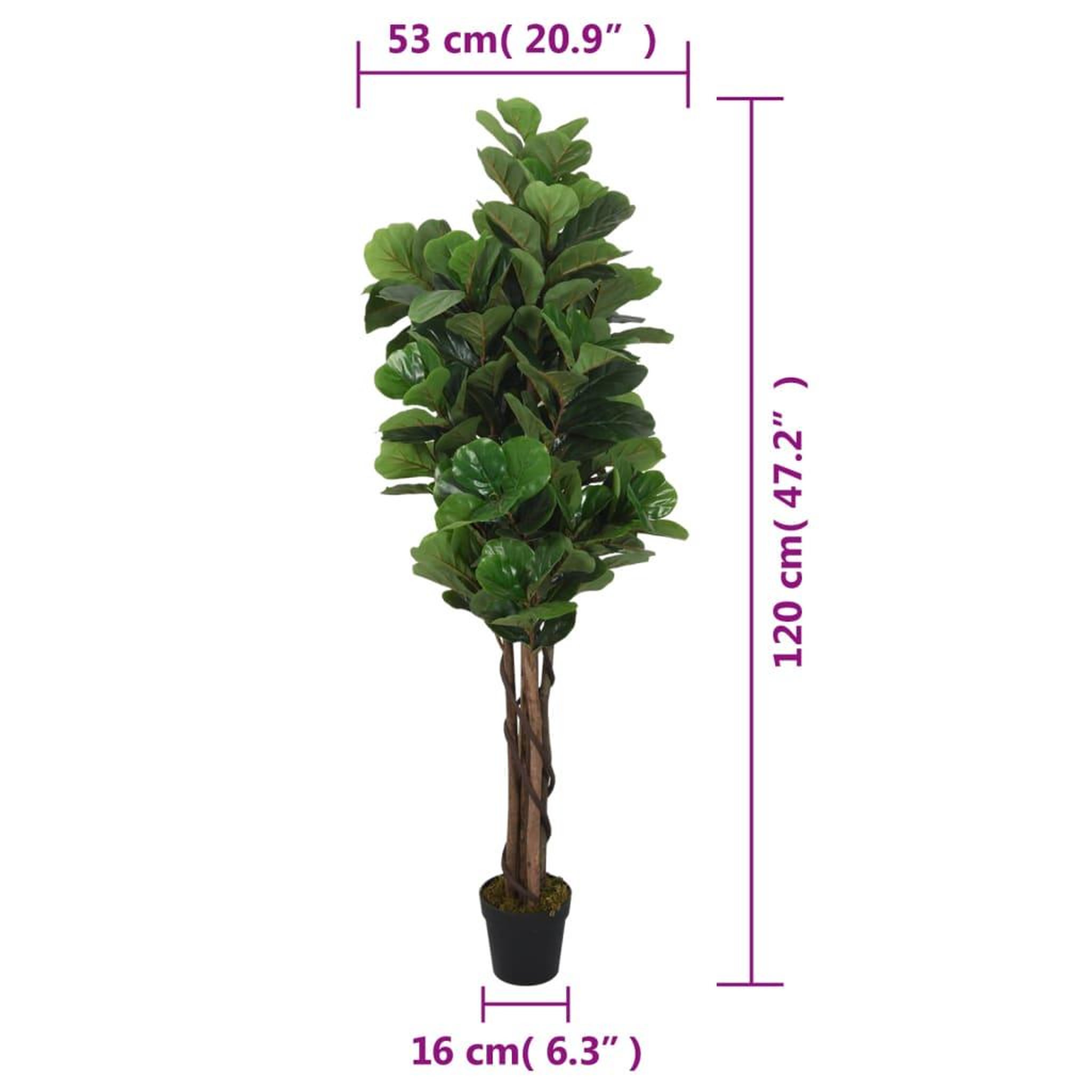 Voir la diapositive 5 : VIDAXL Ficus lyrata artificiel 134 feuilles 120 cm vert