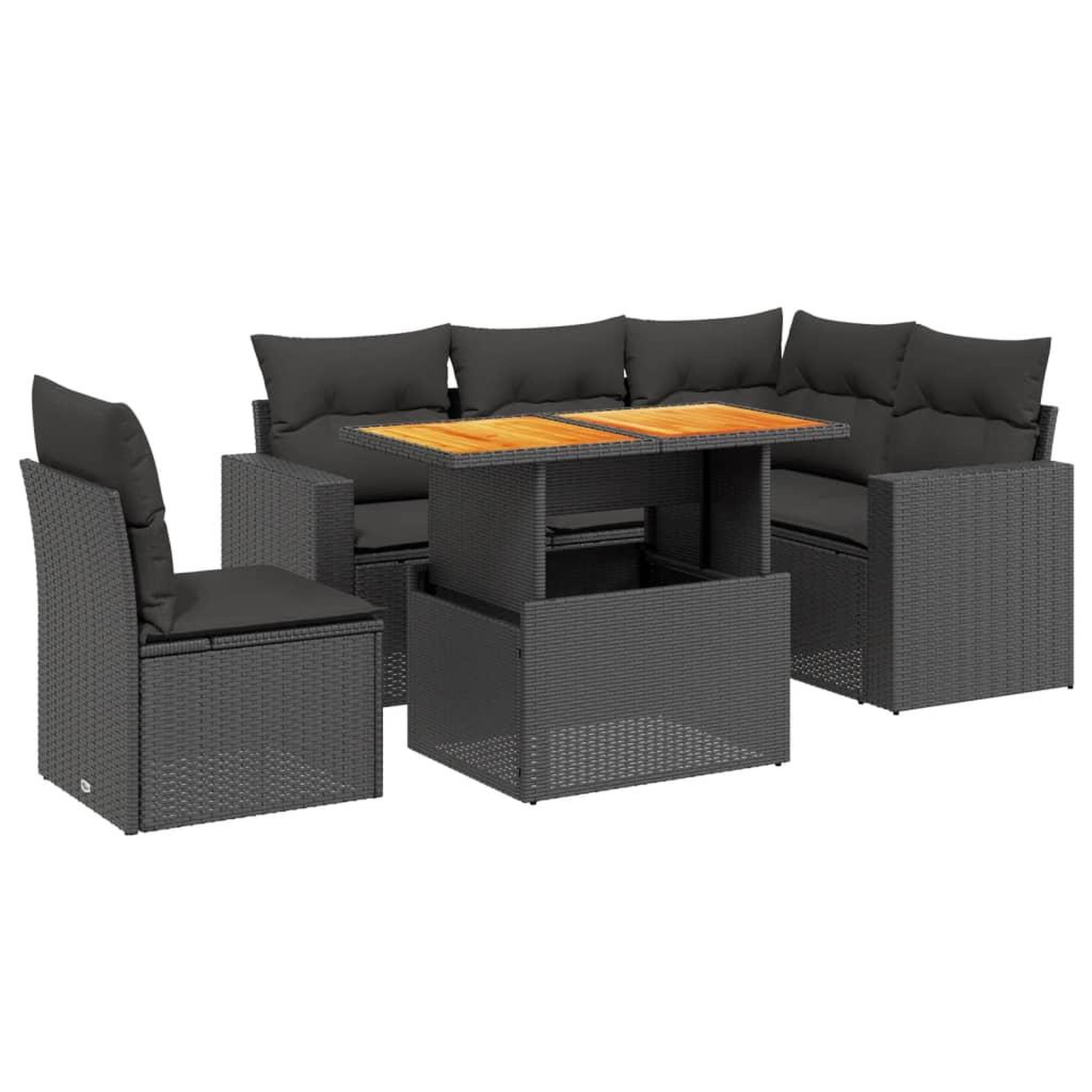 Voir la diapositive 2 : VIDAXL Salon de jardin 6 pcs avec coussins noir resine tressee