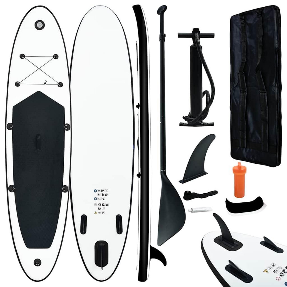 VIDAXL Ensemble de planches SUP gonflables Noir et blanc