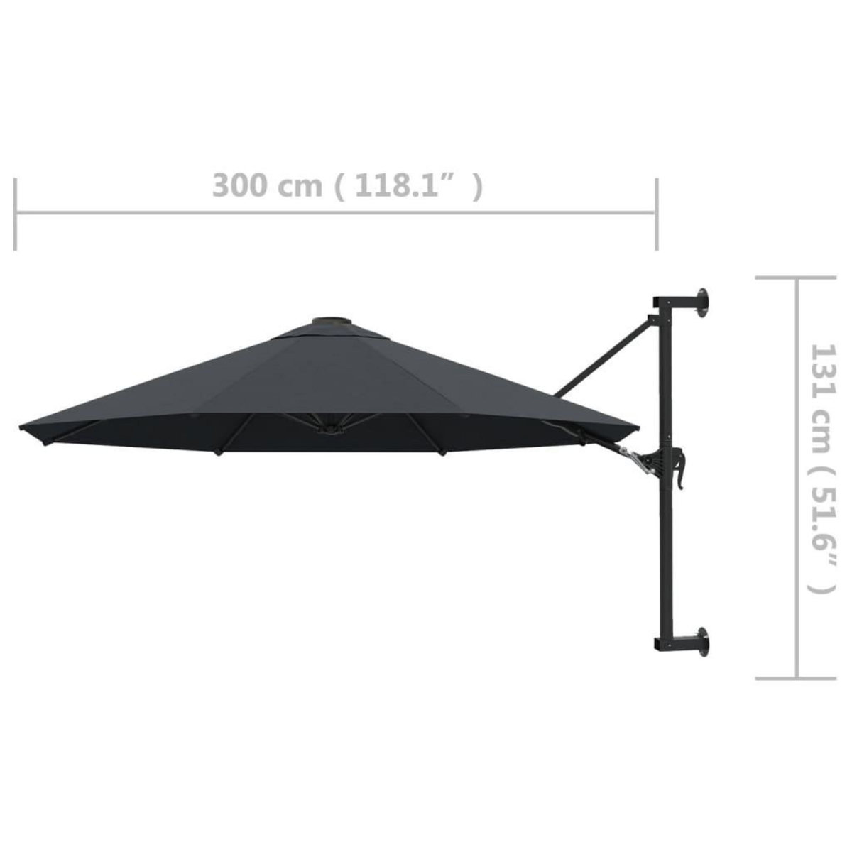 VIDAXL Parasol mural avec mat metallique 300 cm Anthracite