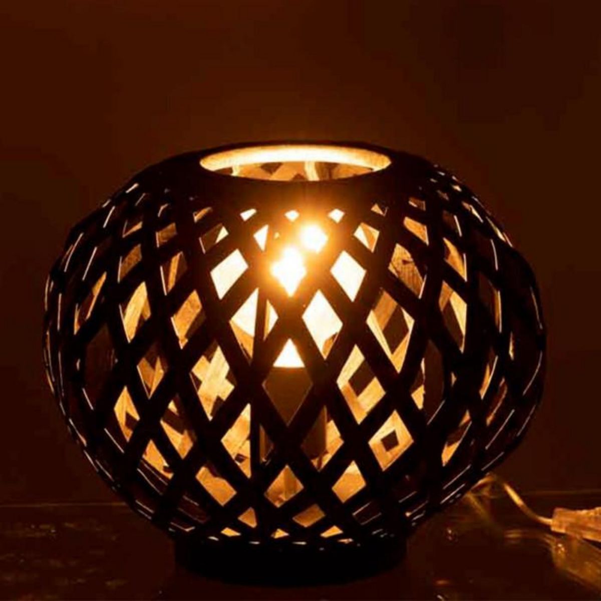 Paris Prix Lampe à Poser en Bambou  Holga  30cm Noir