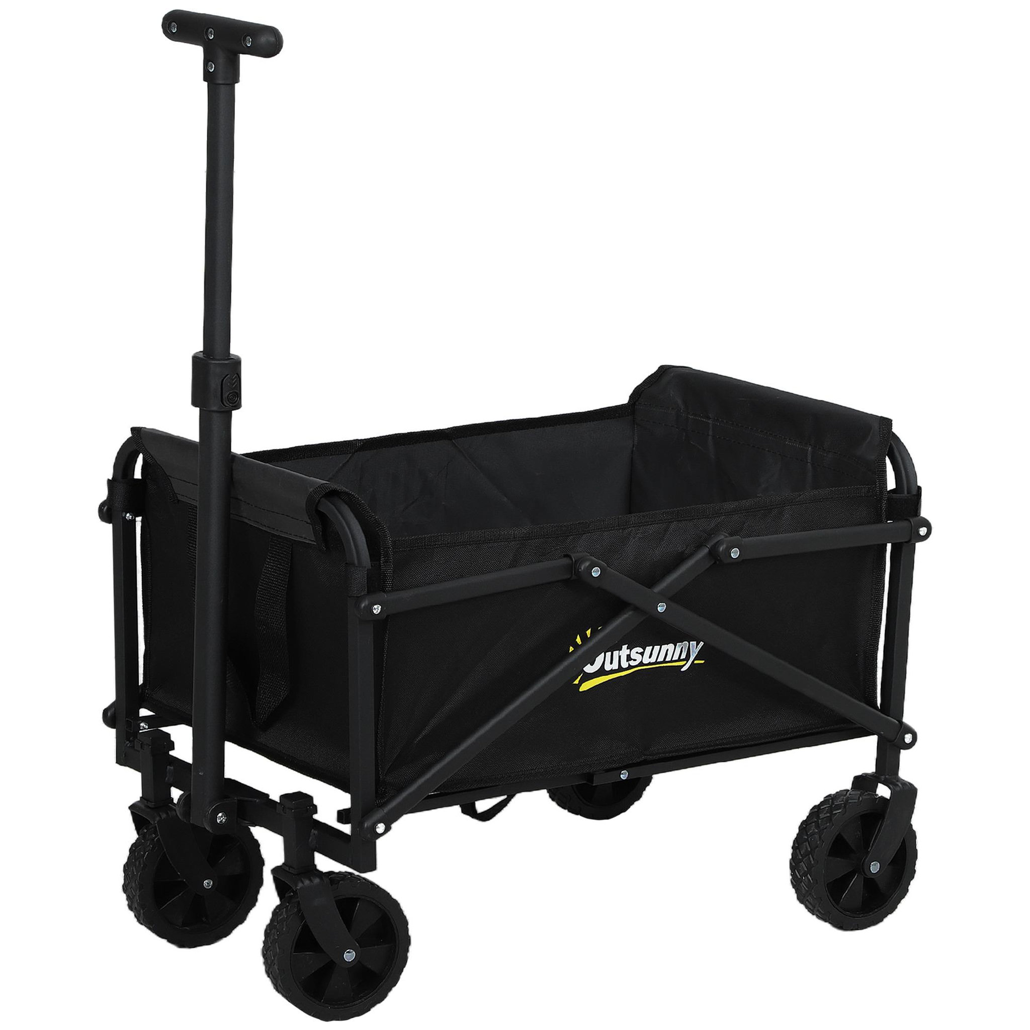 Voir la diapositive 1 : OUTSUNNY Chariot de jardin pliable 60 kg max. Poignée télescopique réglable métal oxford noir